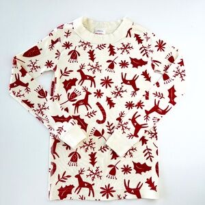Hanna Andersson Red Dear Deer Nordic PJ Top size 5